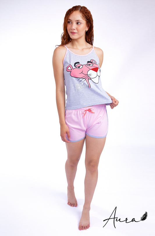 Pijama Tiras Pantera Rosa